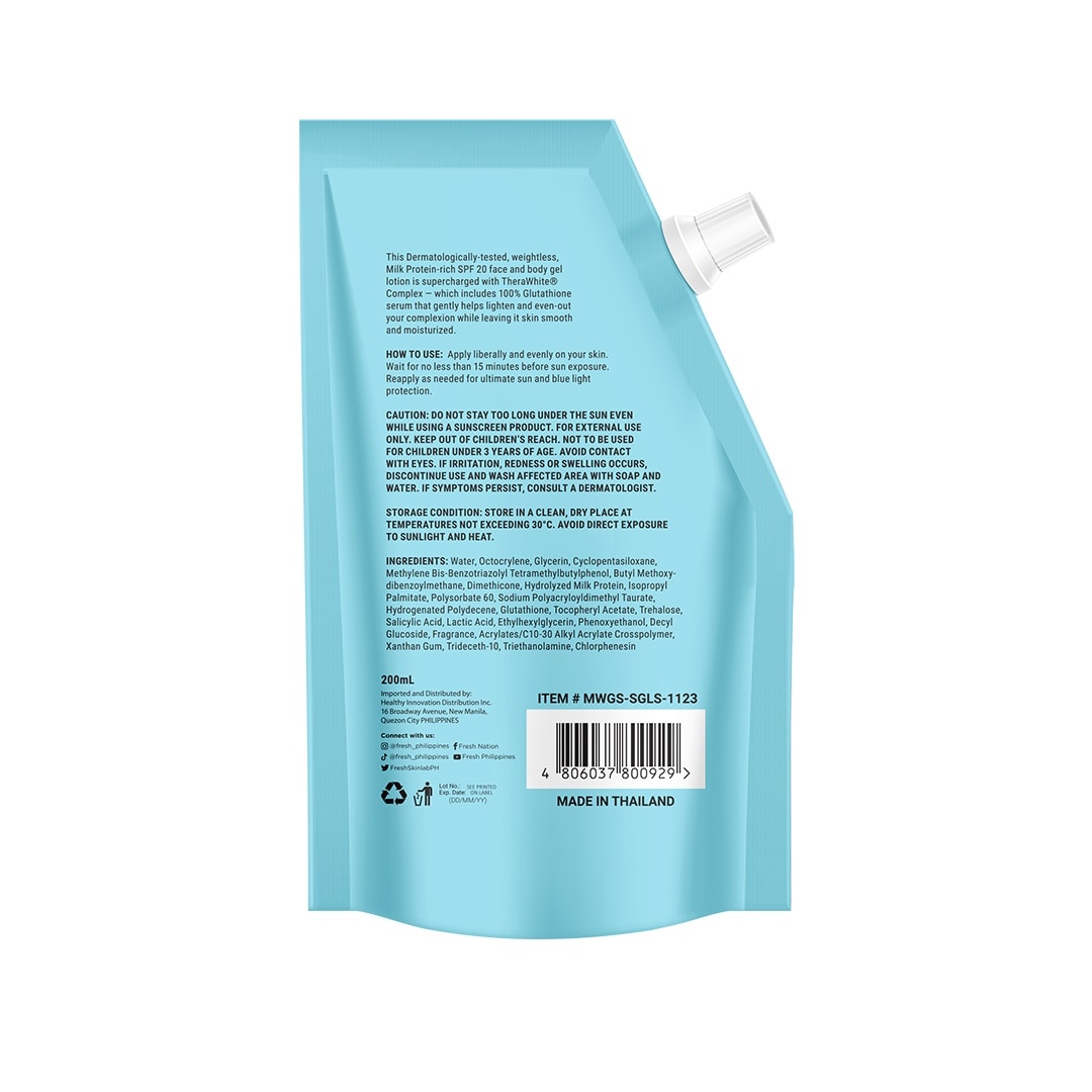 FRESH Skinlab Milk White Glutathione Serum Soothing Gel Lotion SPF 20 200ml
