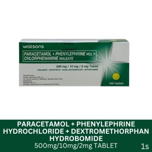 WATSONS GENERICS Paracetamol + Phenylephrine Hydrochloride + Chlorphenamine Maleate 500mg/10mg/2mg Sold Per Piece (Expiry: March 29, 2026)