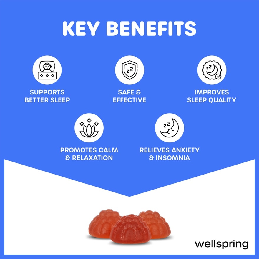 WELLSPRING Melatonin for Sleep With Vitamin B6 Passiflora Extract Vitamin Gummies 30s