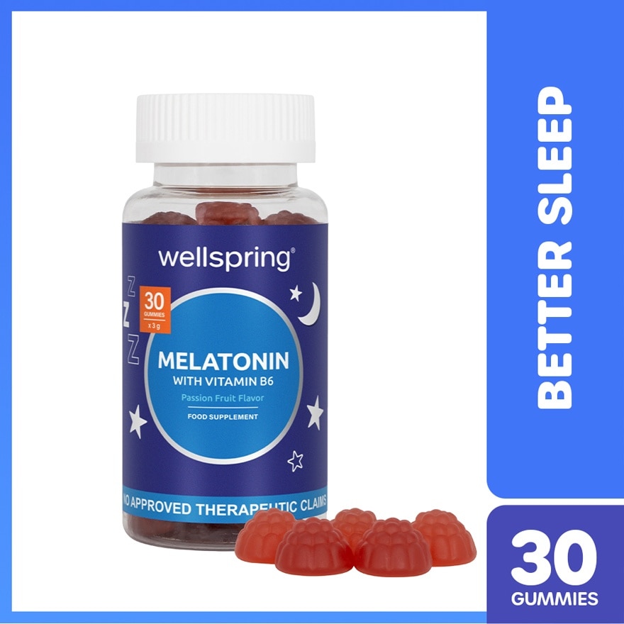 WELLSPRING Melatonin for Sleep With Vitamin B6 Passiflora Extract Vitamin Gummies 30s