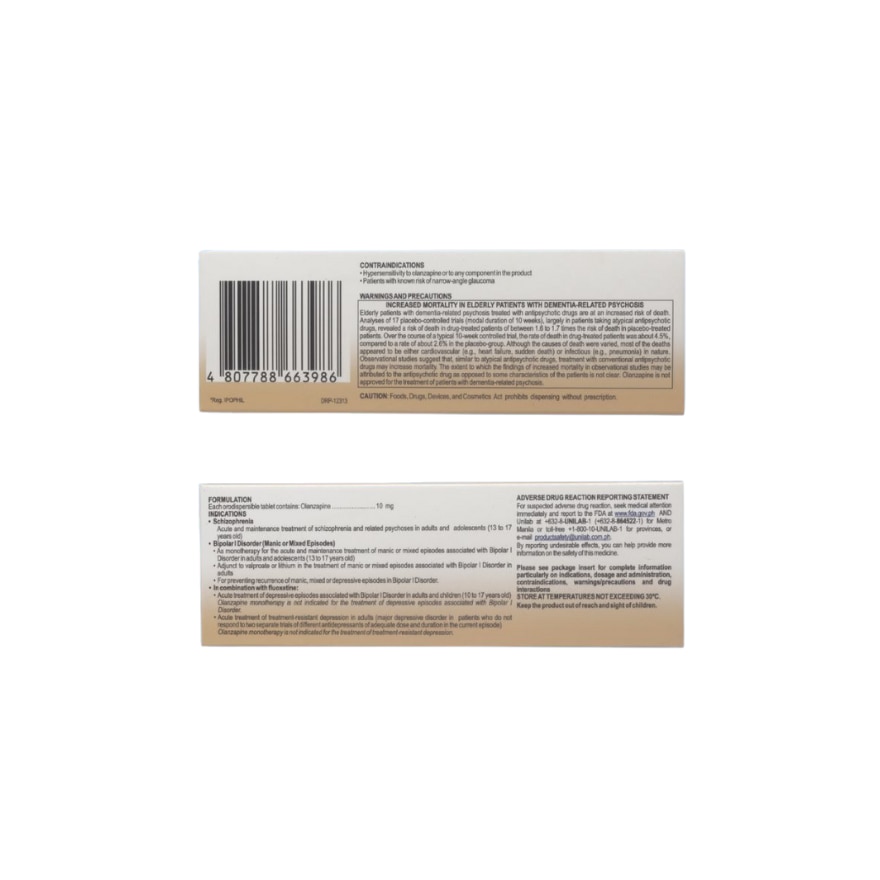 SALVEO ODT Olanzapine Orodispersible Tablet Antipsychotic 5mg Sold Per Piece [PRESCRIPTION REQUIRED]