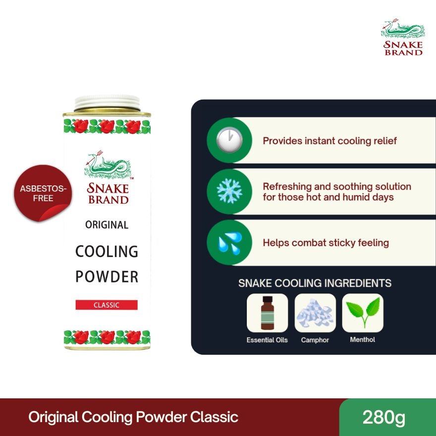 SNAKE BRAND Prickly Heat Original Cooling Powder Classic 280g
