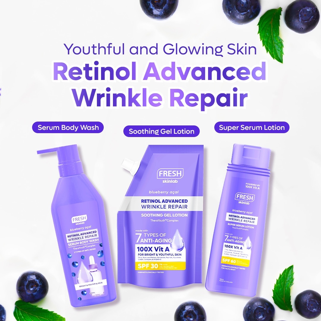 FRESH Skinlab Blueberry Acai Retinol Advanced Wrinkle Repair Serum Bodywash 500ml