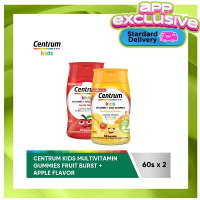 CENTRUM CENTRUM Centrum Kids Gummies Fruit Burst 60s & Apple 60s (Available in Standard Home Delivery Only)