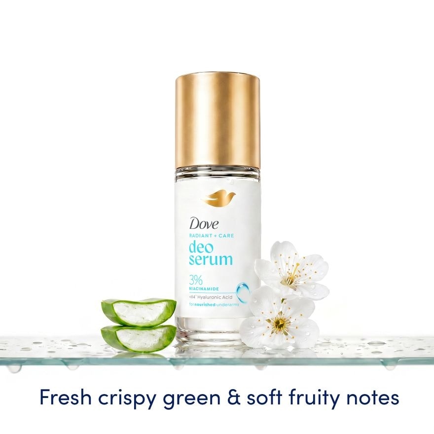 Dove Radiant + Care Deodorant Serum Roll On 3% Niacinamide x4 Hyaluronic Acid Night Repair 45ml image
