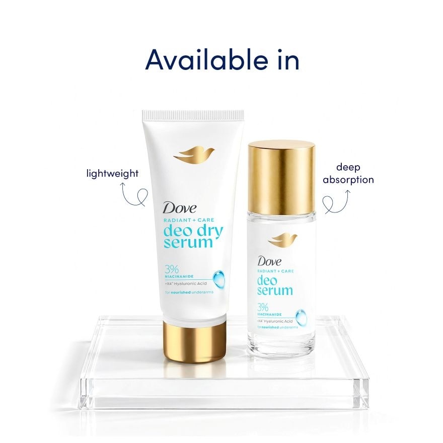 Dove Radiant + Care Deodorant Serum Roll On 3% Niacinamide x4 Hyaluronic Acid Night Repair 45ml image
