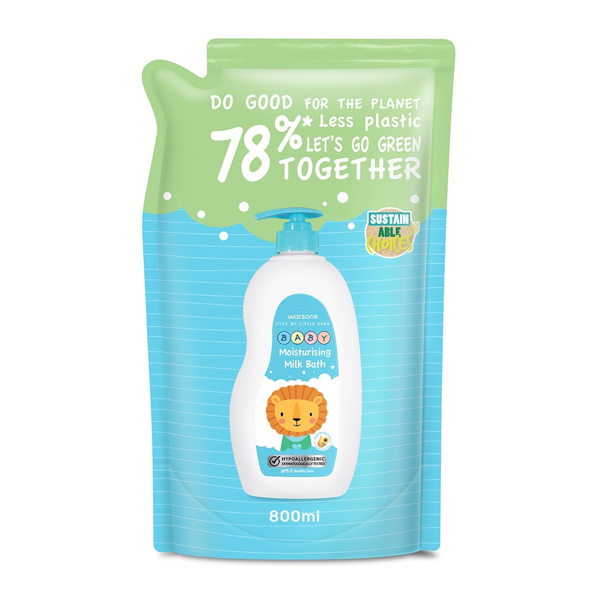 WATSONS Moisturizing Milk Baby Bath Refill 800ml