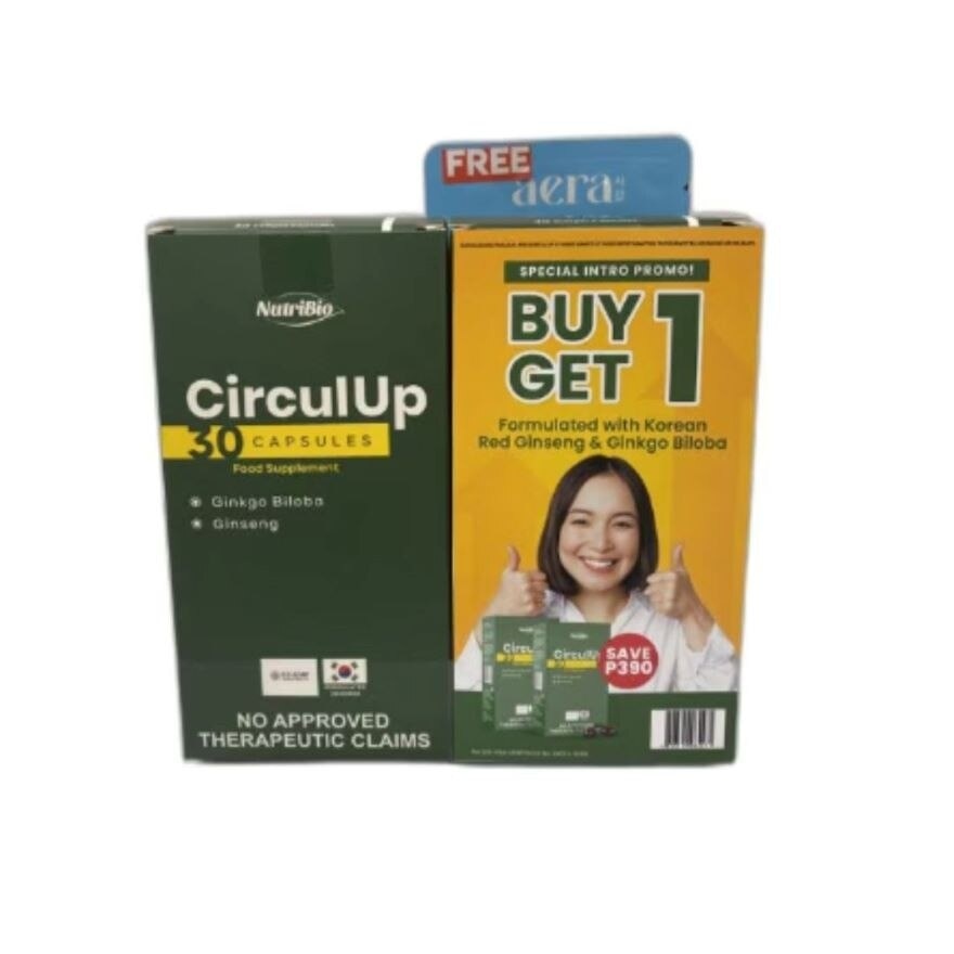 NUTRIBIO Circulup Buy 1 Take 1 30 capsules x 2 + Free Aera Calming Wash 10ml and Aera BB Sun Tint SPF 30 Light 4ml