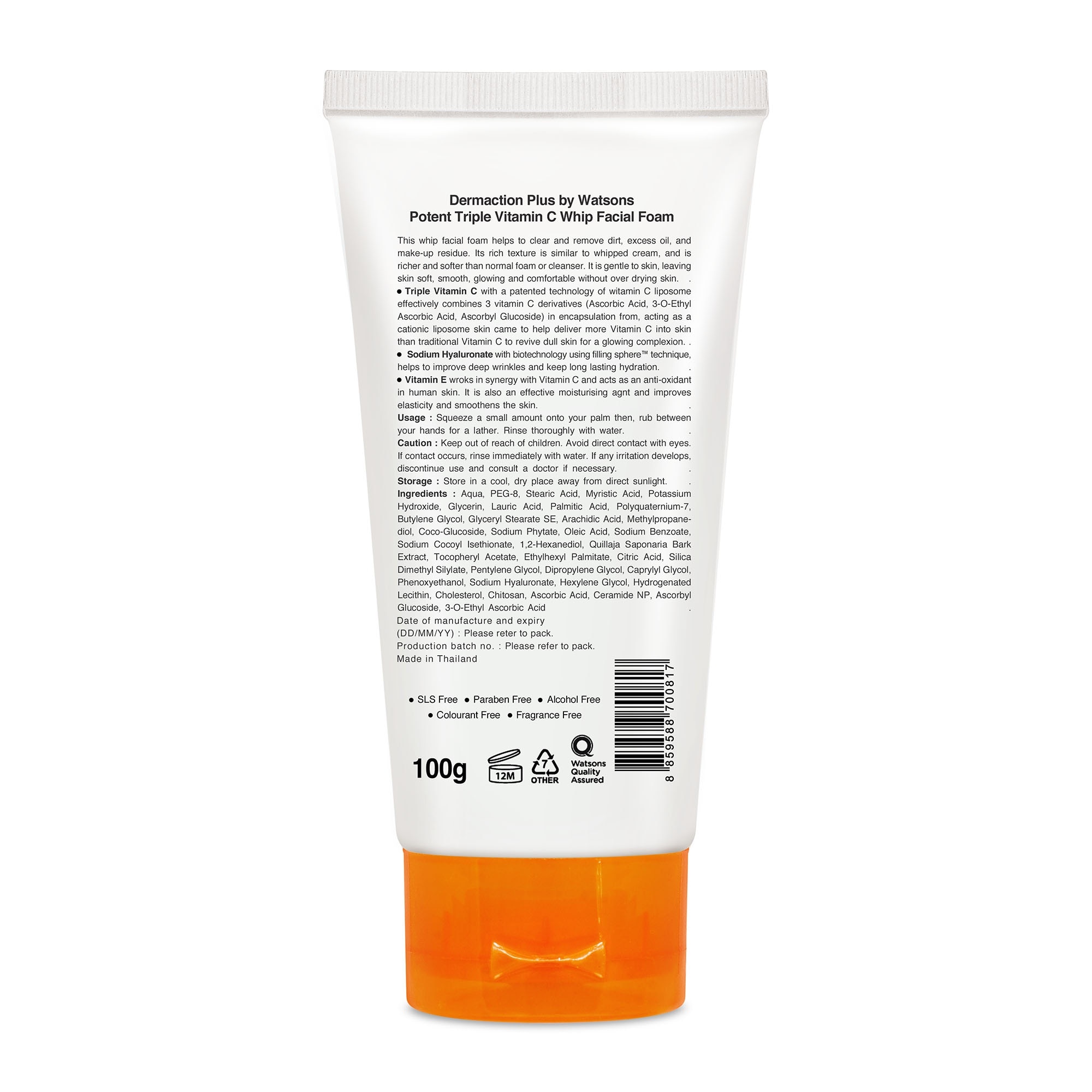 WATSONS Dermaction Plus Triple Vitamin C Whipped Facial Foam 100g