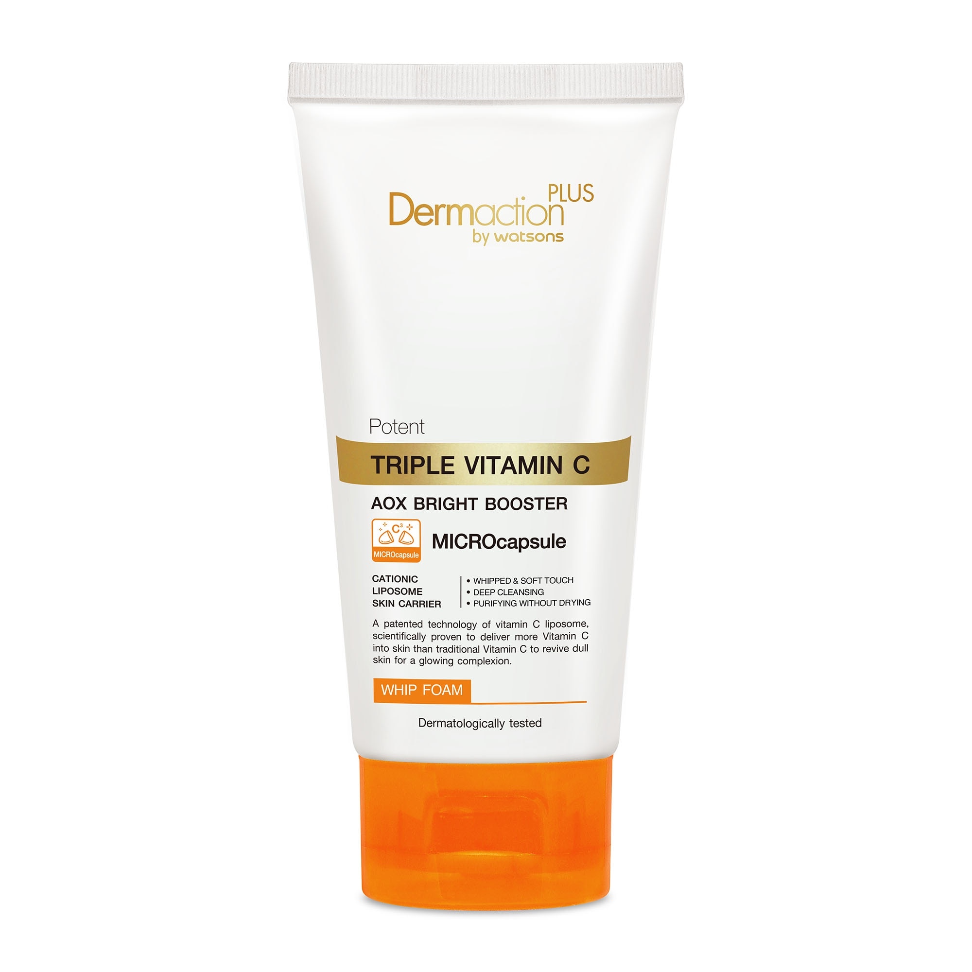 WATSONS Dermaction Plus Triple Vitamin C Whipped Facial Foam 100g