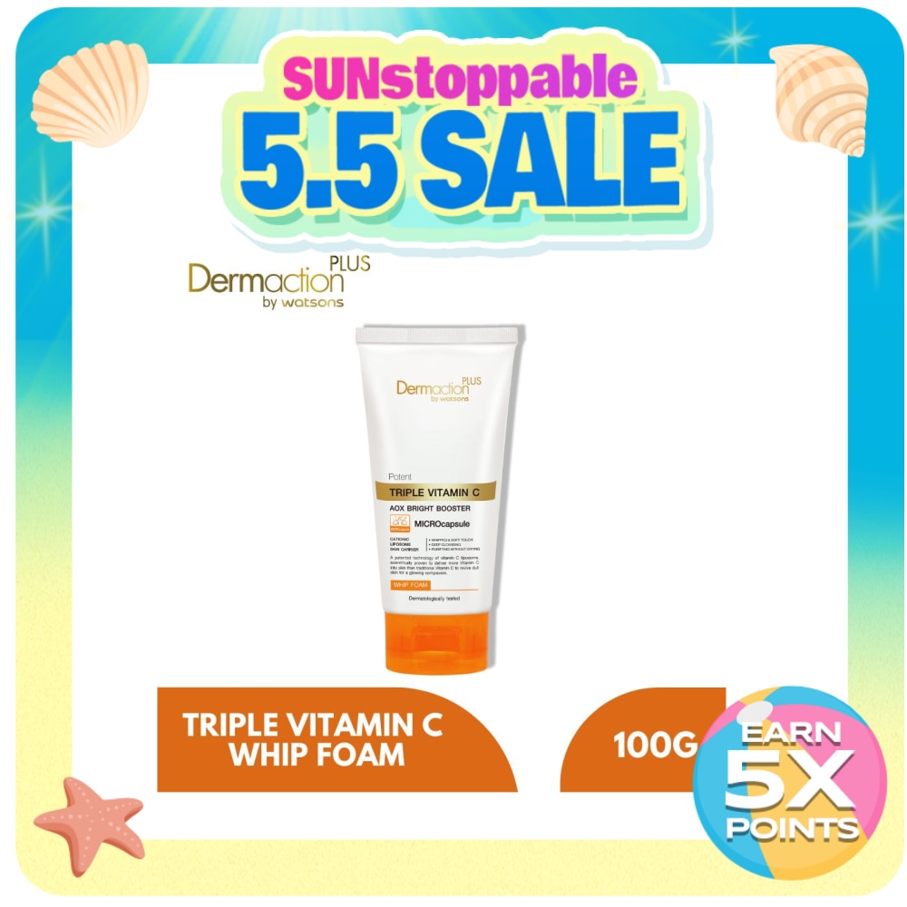 WATSONS Dermaction Plus Triple Vitamin C Whipped Facial Foam 100g