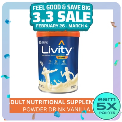 LIVITY PRIME LIVITY PRIME Adult Nutritional Supplement Powder Drink Vanilla Flavor 850g