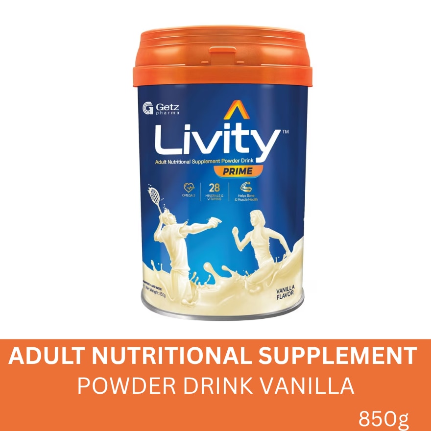 LIVITY PRIME Adult Nutritional Supplement Powder Drink Vanilla Flavor 850g