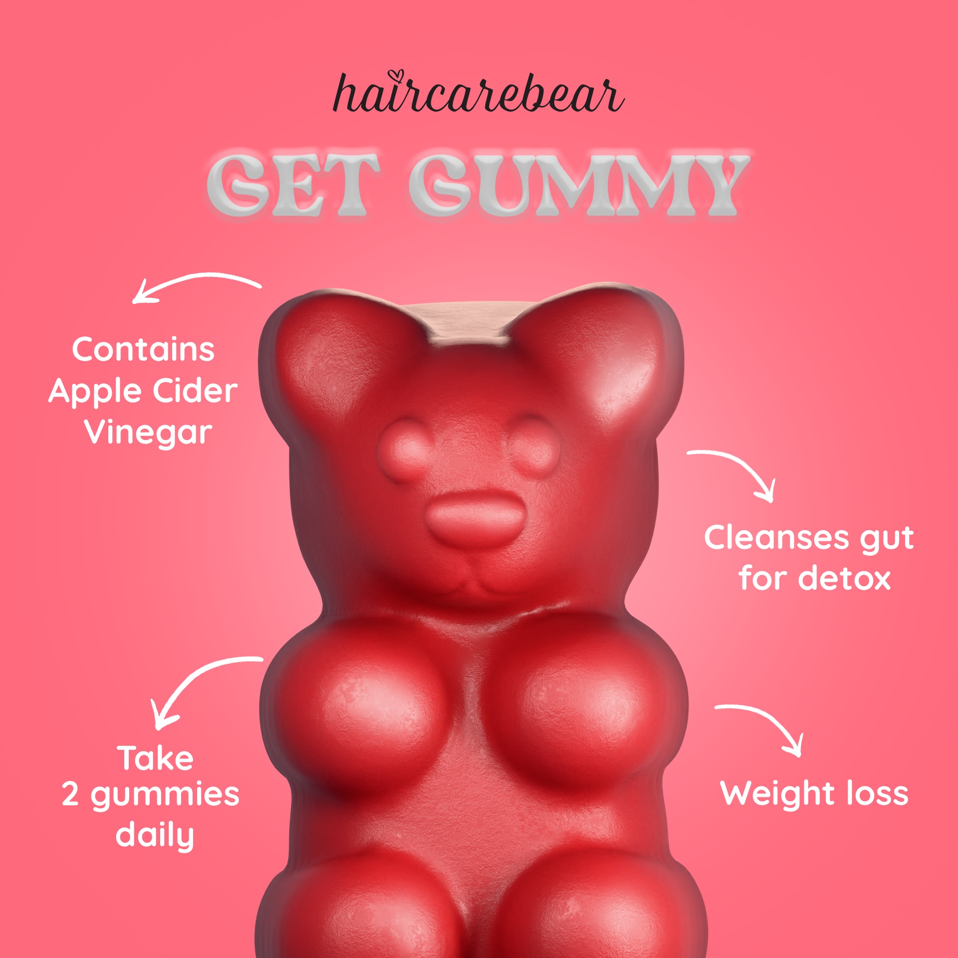 HAIRCAREBEAR Apple Cider Vinegar 60 gummies