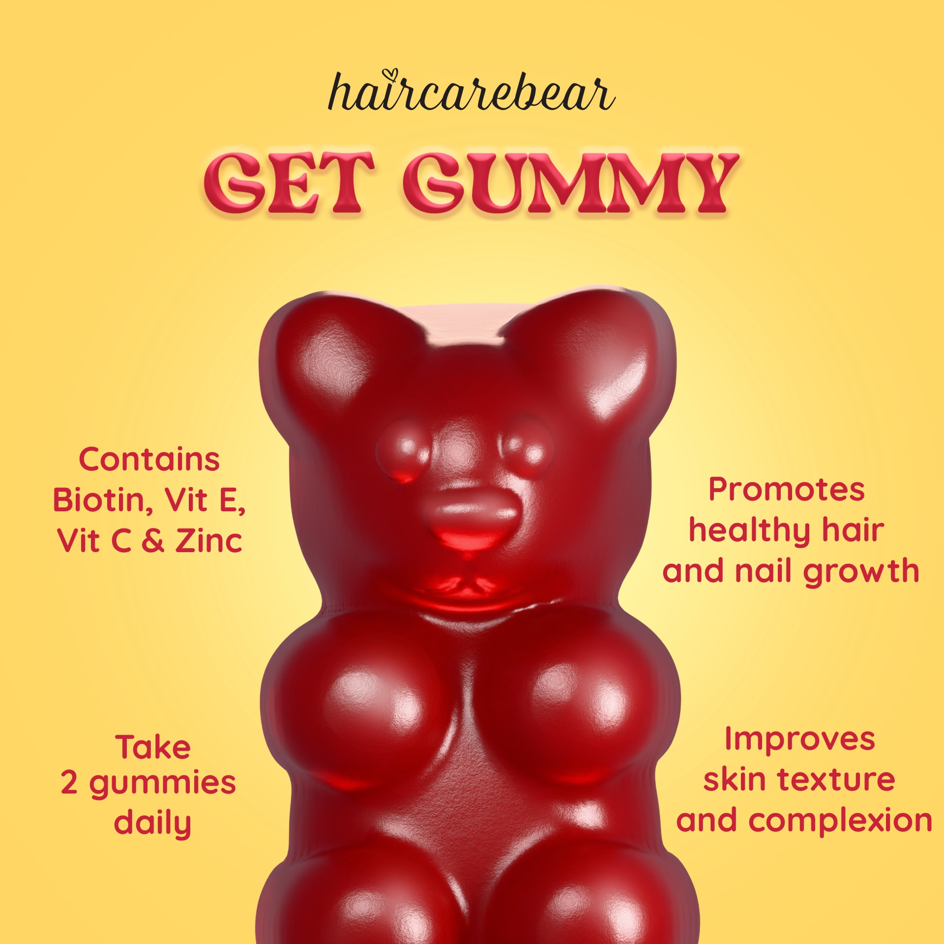 HAIRCAREBEAR Hair Skin Nails Gummies 60s