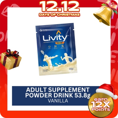 LIVITY PRIME LIVITY PRIME Adult Nutritional Supplement Powder Drink Vanilla Flavor 1 Sachet 53.8g