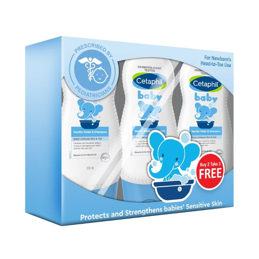 CETAPHIL Baby Gentle Wash And Shampoo 230ml 2+1