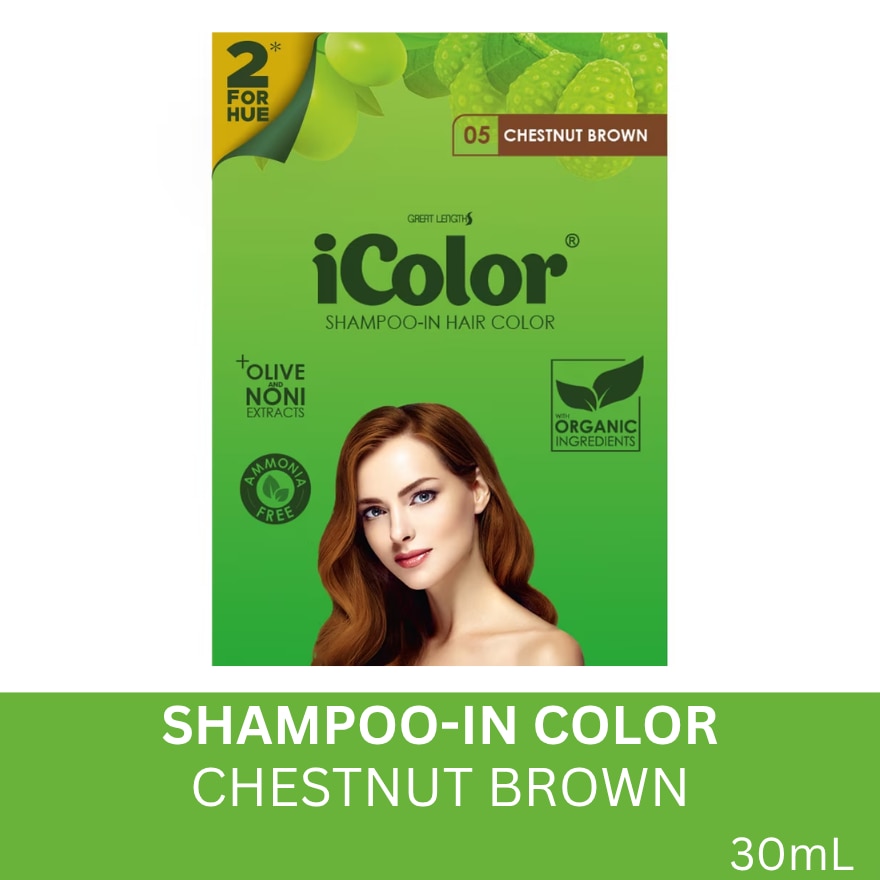 ICOLOR PLUS SHAMPOO DYE 2 FOR HUE CHESTNUT BROWN 30ML