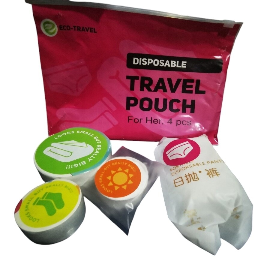 ECO TRAVEL LADIES 4PC TRAVEL PACK (DISPOSABLE WEARS & TOWEL)