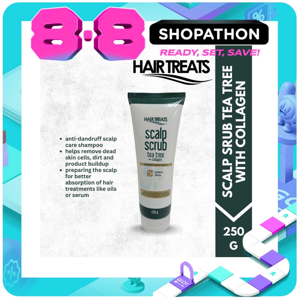 HAIR TREATS Scalp Scrub Tea Tree With Collagen Anti-Dandruff Scalp Care Shampoo image