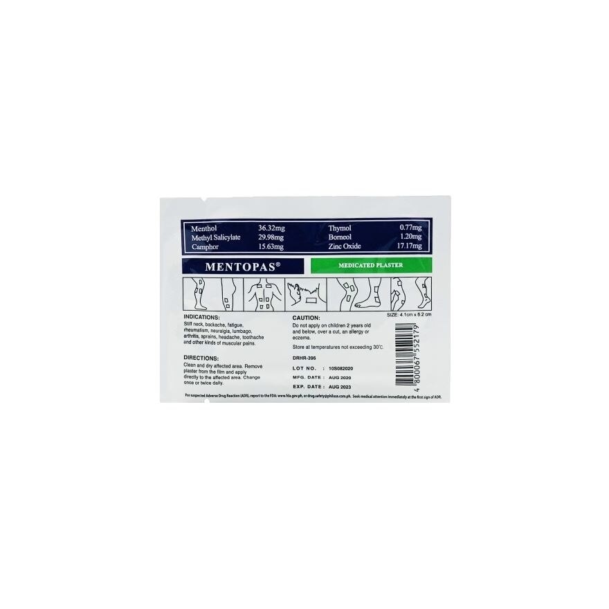 MENTOPAS Medicated Plaster 10S X 2