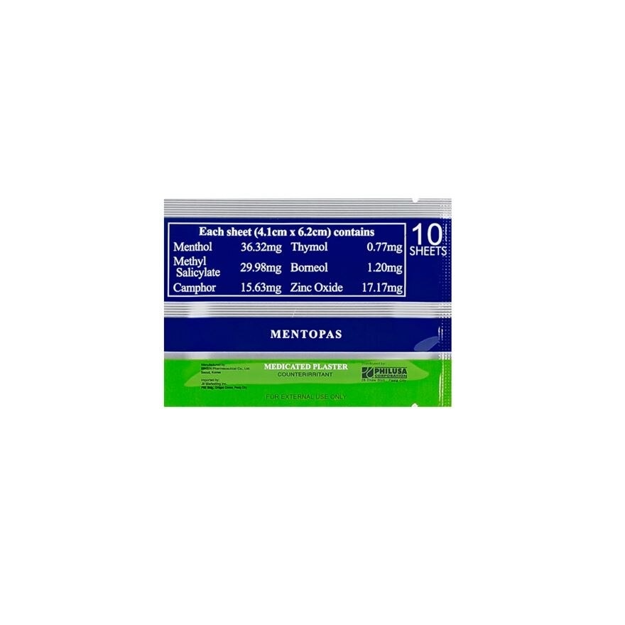 MENTOPAS Medicated Plaster 10S X 2