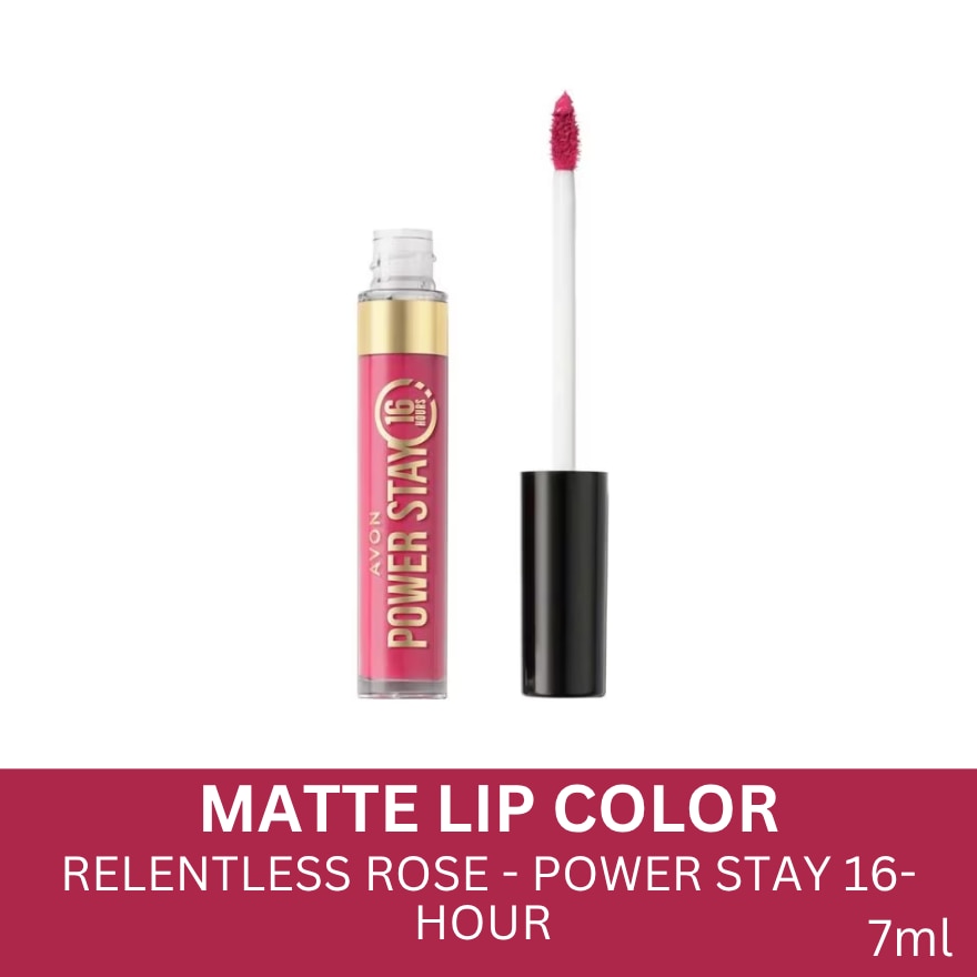 AVON Power Stay 16-Hour Matte Lip Color 7ml Relentless Rose