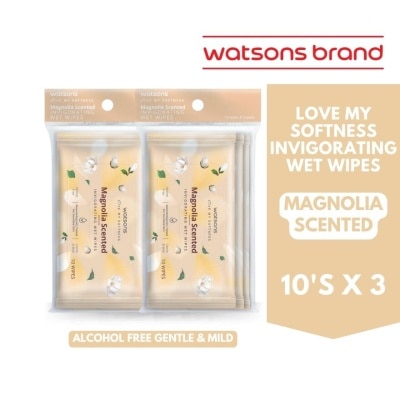 WATSONS WATSONS Invigorating Wet Wipes Magnolia Scented 10 Wipes x 3 Pack