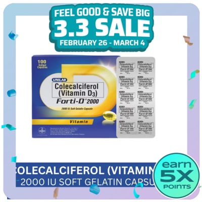 FORTI D FORTI D FORTI D 2000IU Colecalciferol Vitamin D3 Softgel Capsule Sold Per Piece