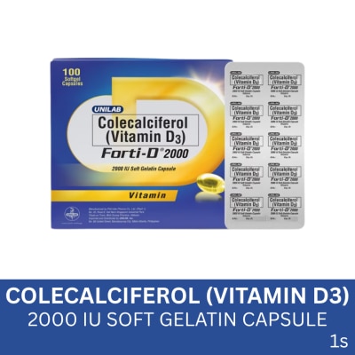 FORTI D FORTI D FORTI D 2000IU Colecalciferol Vitamin D3 Softgel Capsule Sold Per Piece
