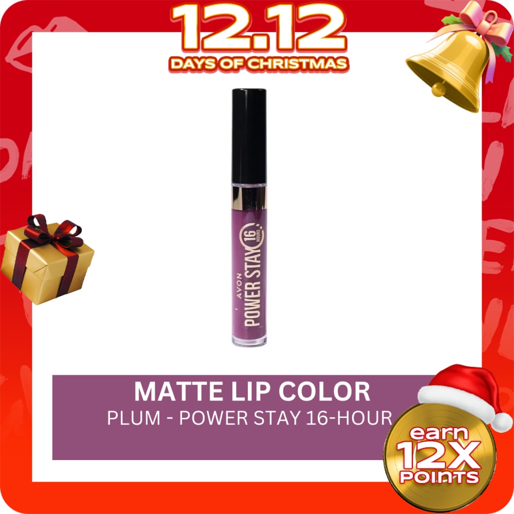 AVON Power Stay Liquid Lip Power On Plum 6ml