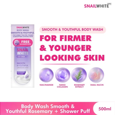 SNAILWHITE SNAILWHITE Body Wash Smooth & Youthful 500ml + Free Shower Puff