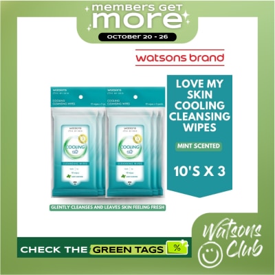 WATSONS WATSONS Cooling Cleansing Wipes 10s x 3 Pak image