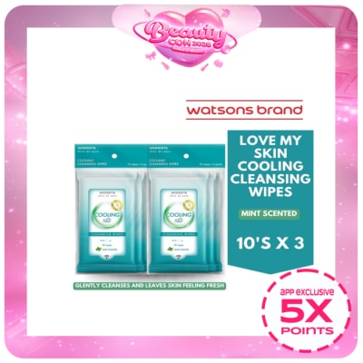 WATSONS - WATSONS Cooling Cleansing Wipes 10s x 3 Pak