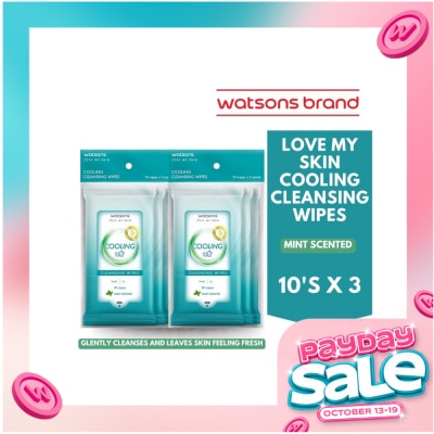 WATSONS WATSONS Cooling Cleansing Wipes 10s x 3 Pak image