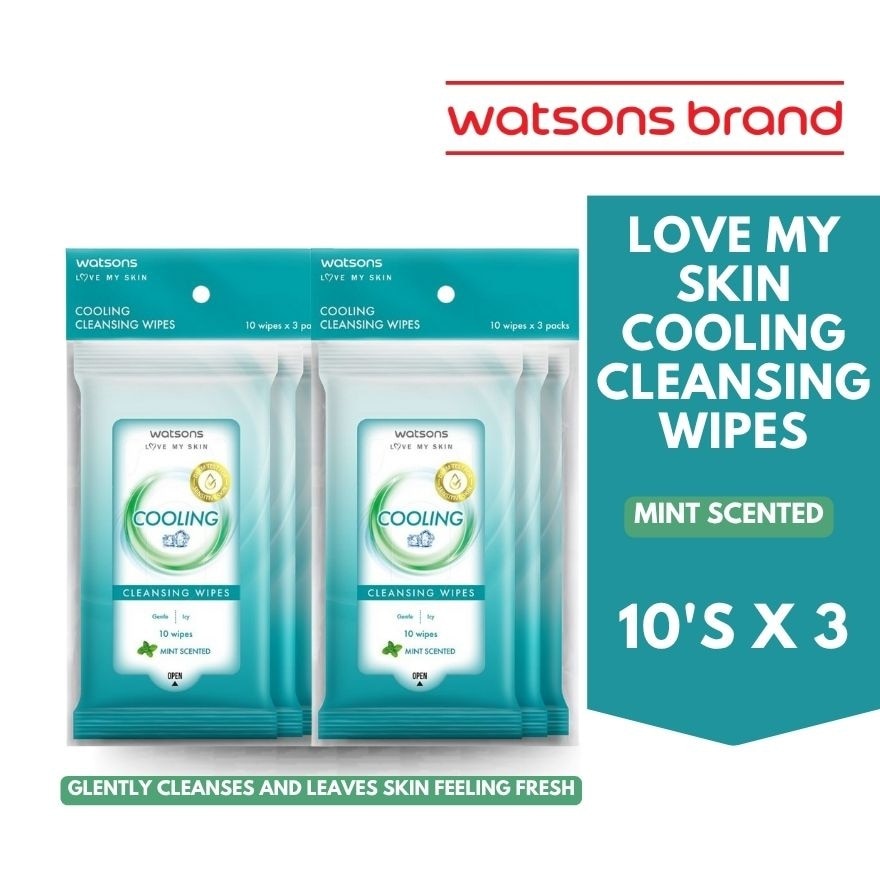 WATSONS Cooling Cleansing Wipes 10s x 3 Pak