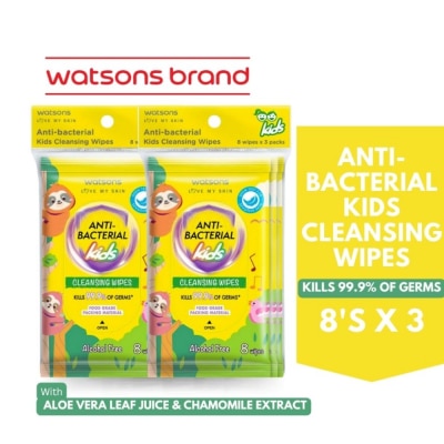 WATSONS - WATSONS Antibacterial Kids Wipes 8s x 3Pack