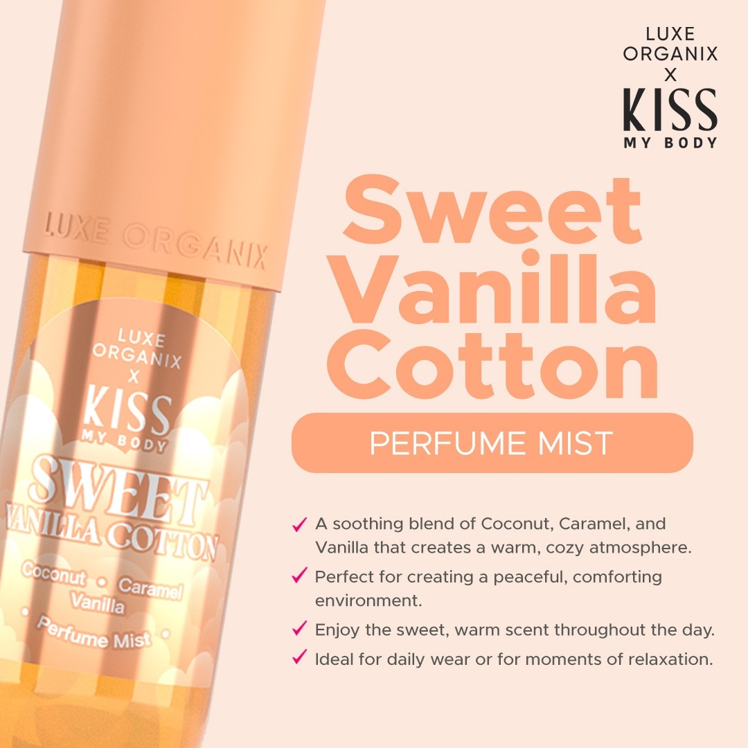 LUXE ORGANIX Kiss My Body Sweet Vanilla Cotton Perfume Mist 88ml image