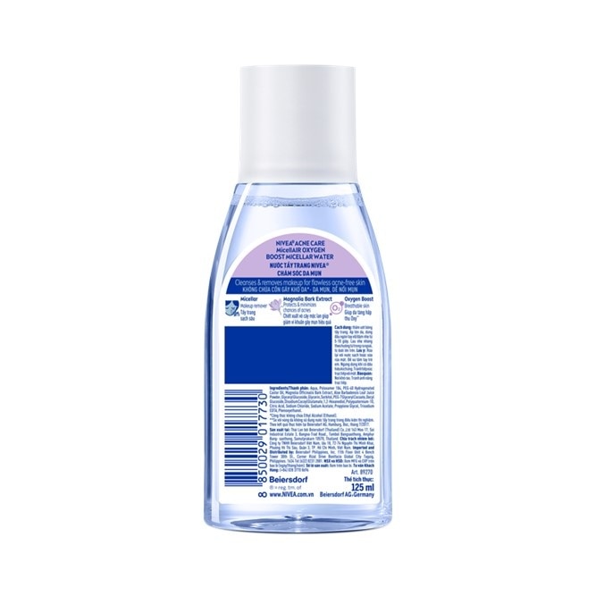 NIVEA Face Cleanser Acne Care Oxygen Boost Micellar Water 0% 125ml
