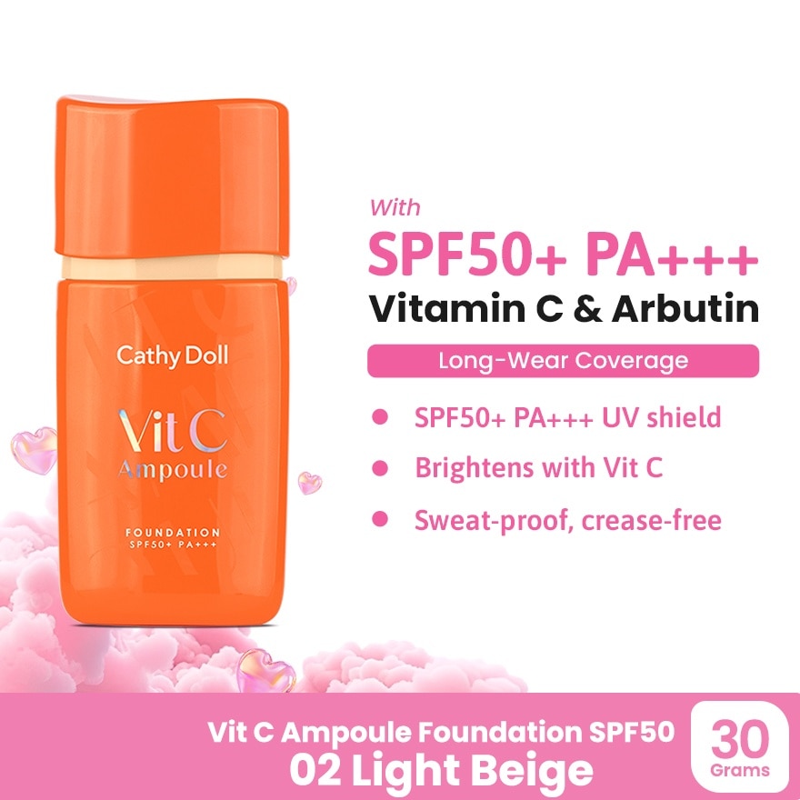 CATHY DOLL Vit C Ampoule Foundation SPF50 PA+++ #02 Light Beige image