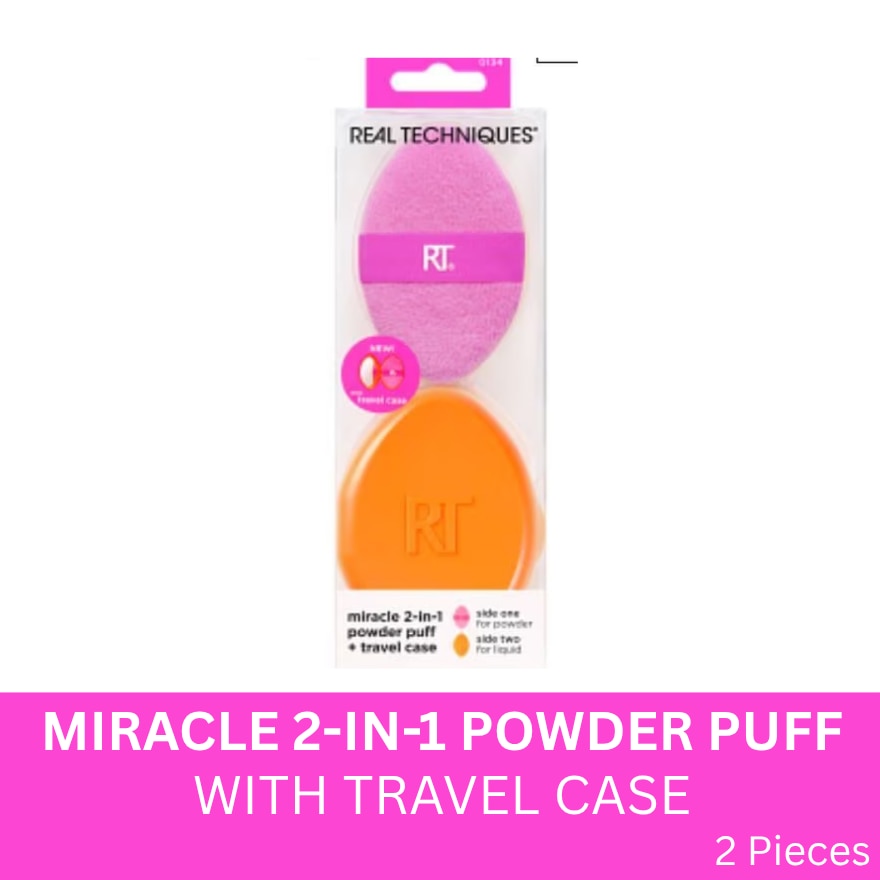 REAL TECHNIQUES Miracle 2-IN-1 Powder Puff + Travel Case