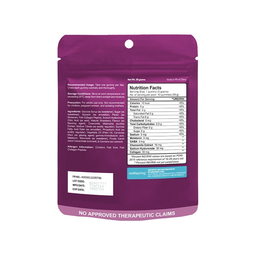 WELLSPRING Nighttime Beauty Gummies 10s