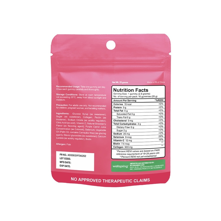 WELLSPRING Collagen With Biotin And Vit C Gummies 10s