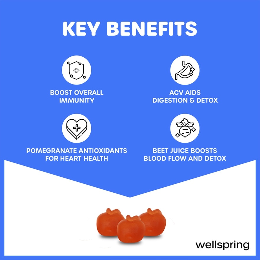 WELLSPRING Apple Cider Vinegar with Vitamin B9 and B12 Gummy 10s