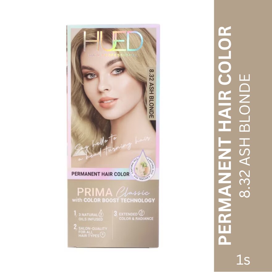 HUED Prima Classic Permanent Hair Color Upgraded Formula 8.32 Ash Blonde