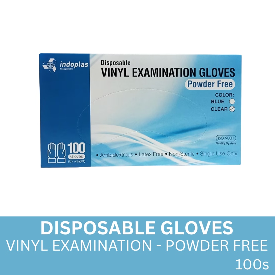 INDOPLAS Disposable Vinyl Examination Gloves Powder Free