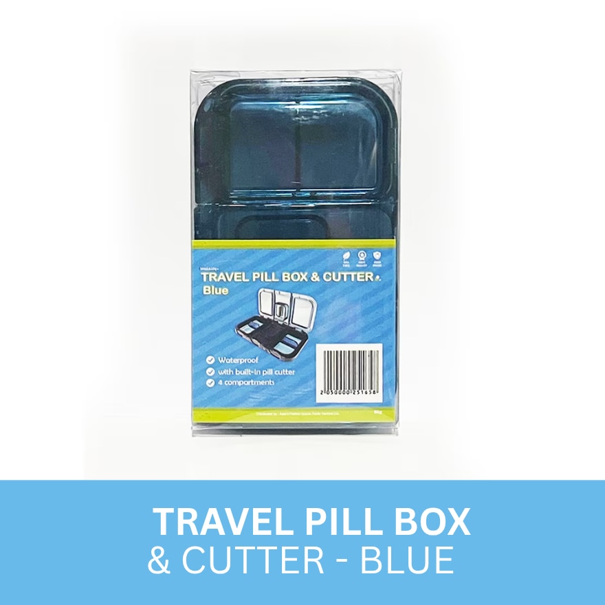 MEDAIDE Travel Pill Box & Cutter Blue