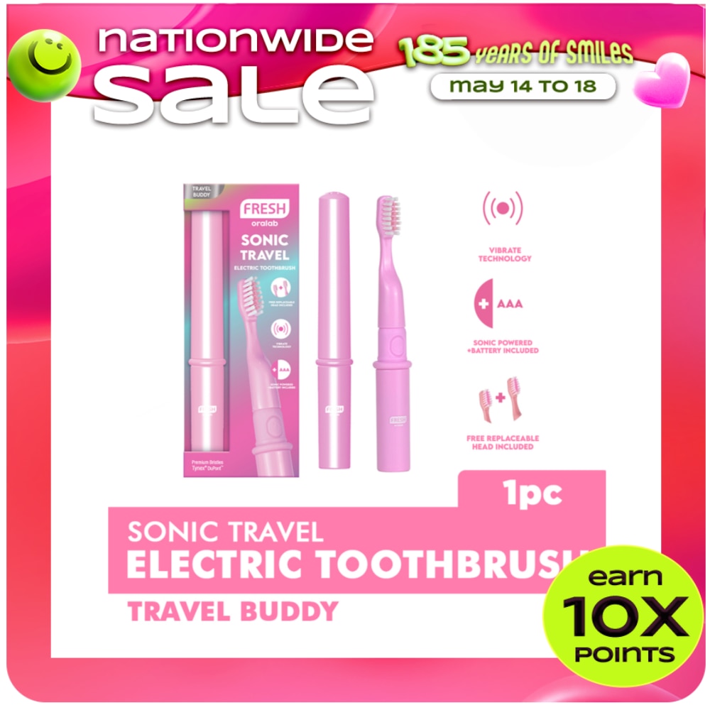 FRESH Oralab Sonic Travel Electric Toothbrush Pink