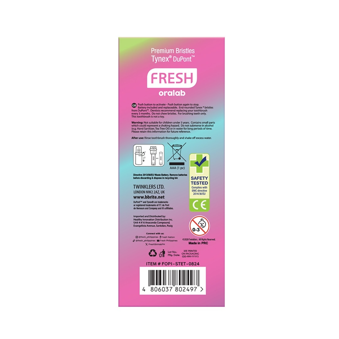 FRESH Oralab Sonic Travel Electric Toothbrush Pink