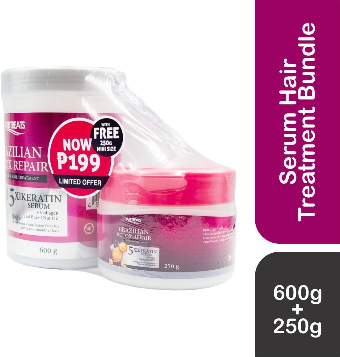 HAIR TREATS Brazilian Botox Repair Salon Serum Hair Treatment 600g + 250g Bundle